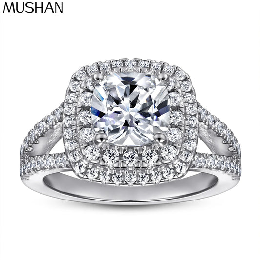 MuShan Jewelry 925 Sterling Silver Rings Bands Engagement Ring 7A Cubic Zirconia Delicate Anniversary Rings Bands  Women Gift