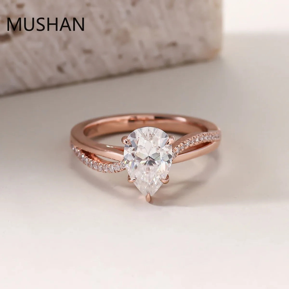 MUSHAN Luxury Custom 14K 18K Gold Rings Band Jewelry With Moissanite Diamond Lab Grown Gemstones Diamond Wedding Ring For Women