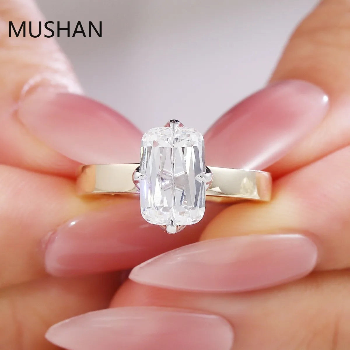 MUSHAN Luxury Custom 14K 18K Gold Rings Band Jewelry With Moissanite Diamond Lab Grown Gemstones Diamond Wedding Ring For Women