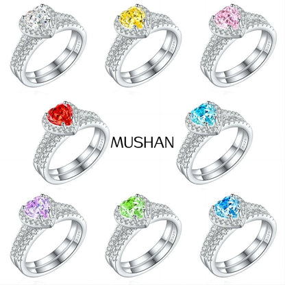 Anillo de compromiso de plata de ley 925 MuShan Jewelry, alianza de boda con diamante de alto carbono, regalo del Día de la Madre, anillo vintage para mujer, joyería fina