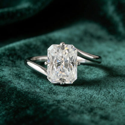 Anillo de joyería de lujo MUSHAN de plata de ley 925 para mujer, anillo de diamantes de moissanita con certificado GRA, esmeralda, color D, joyería fina