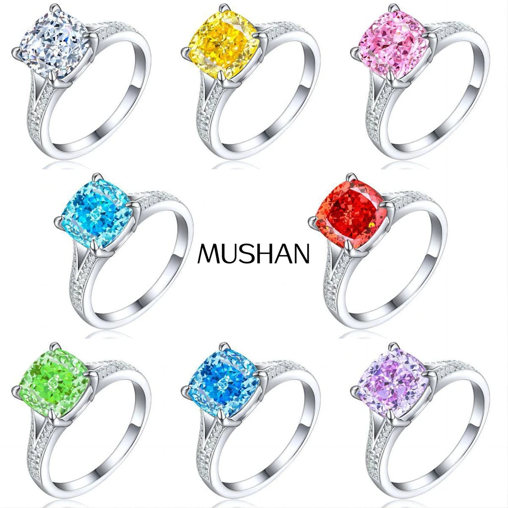MuShan Jewelry 925 Sterling Silver Ring Wedding Band High Carbon Diamond Cocktail Party Romantic Style Women Rings Fine Jewelry
