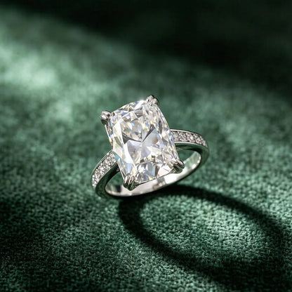 Anillo de joyería de lujo MUSHAN de plata de ley 925 para mujer, anillo de diamantes de moissanita con certificado GRA, esmeralda, color D, joyería fina