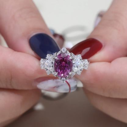 MUSHAN Custom Jewelry 10k 14k 18k Gold Platinum PT950 925 Silver Ring Lab Grown Dark Purple Stone Women 18K Gold Rings Jewelry