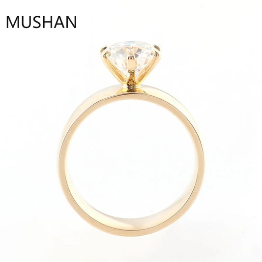 MUSHAN Luxury Custom 14K 18K Gold Rings Band Jewelry With Moissanite Diamond Lab Grown Gemstones Diamond Wedding Ring For Women
