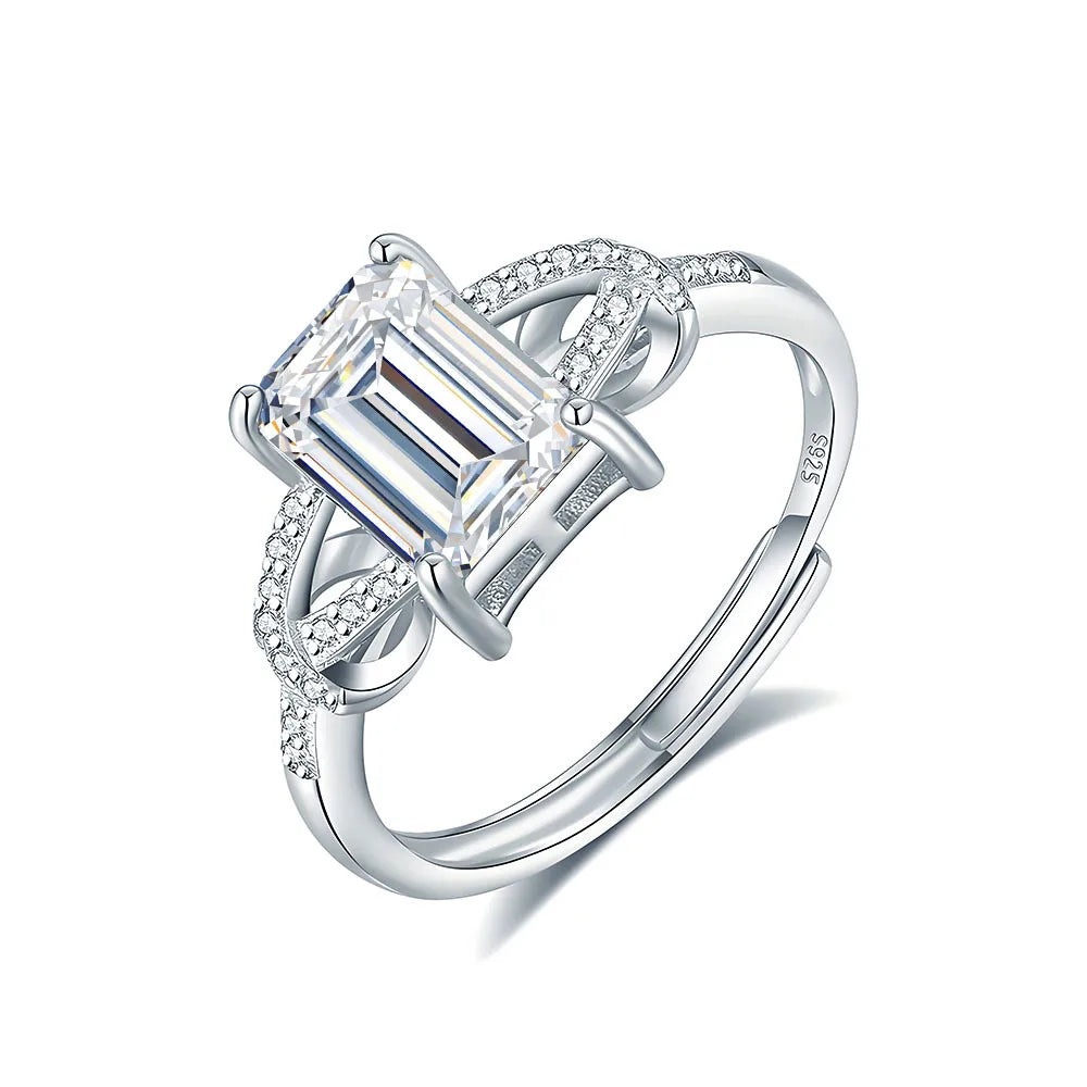 Anillo de plata de ley 925 de la marca MuShan, anillo de moissanita VVS para novia, chapado en oro de 18K, joyería con patente MST