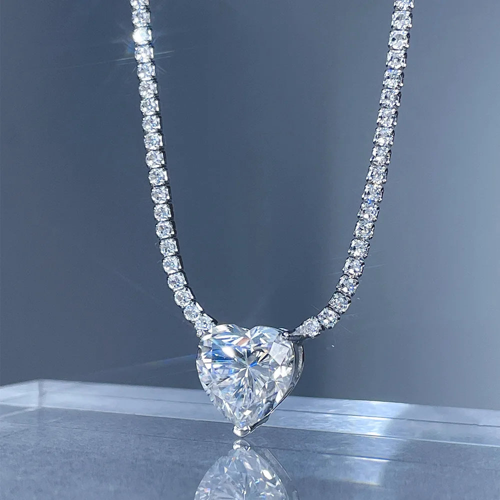 MuShan Designer Jewelry 925 Sterling Silver Necklace Emerald Moissanite for Mom Platinum Plated MST Patent Festive Necklace