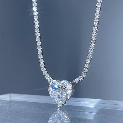 MuShan Designer Jewelry 925 Sterling Silver Necklace Emerald Moissanite for Mom Platinum Plated MST Patent Festive Necklace
