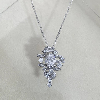 Collar de plata de ley 925 marca MuShan, 20 pulgadas, diseño floral con moissanita para boda de chicas, chapado en oro auténtico, patente MST, 20 pulgadas