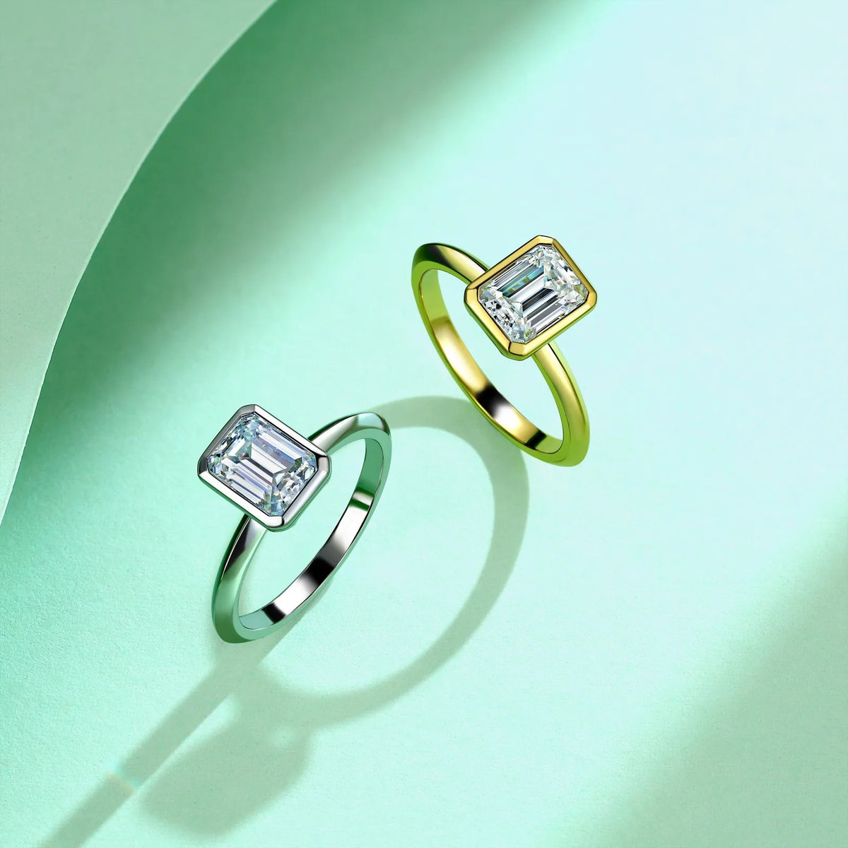 Bague MUSHAN Luxury Jewelry en argent sterling 925 pour femme, diamant moissanite taille émeraude certifié GRA, couleur D, bijou raffiné
