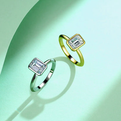 Bague MUSHAN Luxury Jewelry en argent sterling 925 pour femme, diamant moissanite taille émeraude certifié GRA, couleur D, bijou raffiné