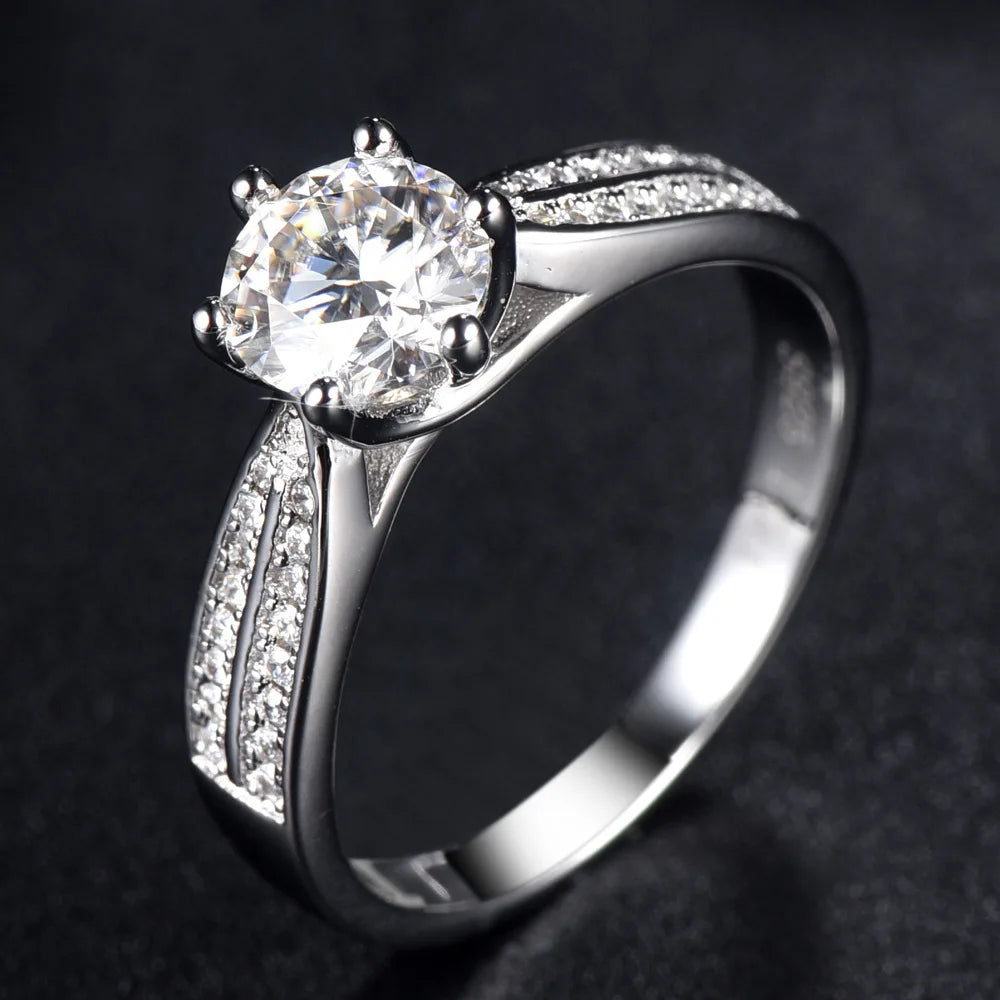 Anillo de plata de ley 925 de MuShan Luxury Jewelry, anillo de uso diario con moissanita VVS para mujer, bañado en oro real de 18K, joyería con patente MST