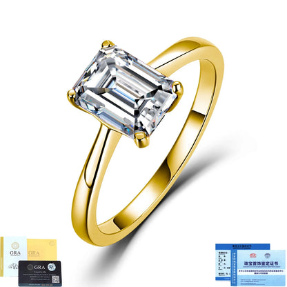 MUSHAN Luxury Jewelry 925 Sterling Silver Ring Band Women GRA Certificated Moissanite Diamond Emerald D Color Rings Fine Jewelry