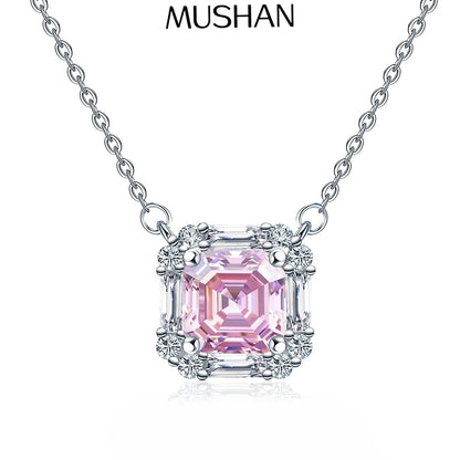 MuShan Jewelry 925 Sterling Silver Necklace Pendant Chain HCD Diamonds Anniversary Gift Christmas Gift Women Necklaces Jewelry