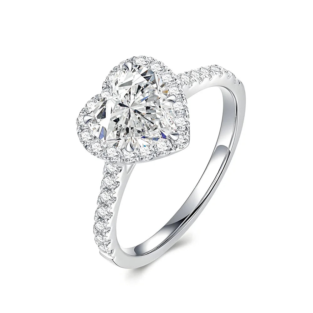MuShan Designer Jewelry 925 Sterling Silver Ring Round Moissanite Statement Ring for Partner 18K Gold Plated MST Patent Rings