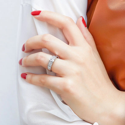 Anillo de plata de ley 925 con circonita 7A corte Asscher de MuShan Luxury Jewelry, joyería fina chapada en rodio para regalo de vacaciones para novia