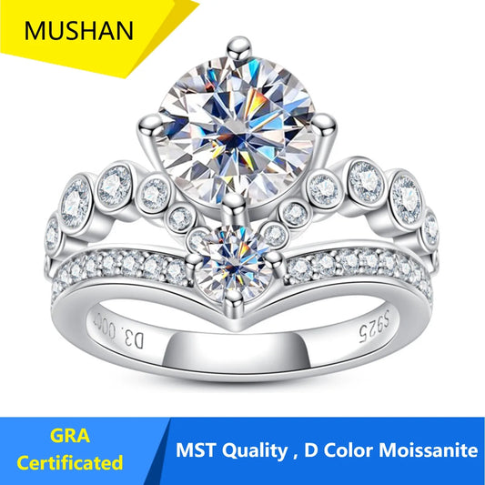 MUHAN Luxury Jewelry  925 Sterling Silver Ring Wedding Band  Women GRA Certificate Moissanite Diamond Rings D Color Fine Jewelry