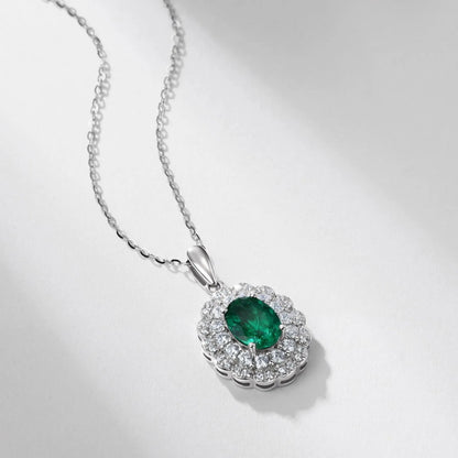 MUSHAN Luxury Jewelry 925 Sterling Silver Chain Pendant Necklace Lab Grown Emerald Ruby Gemstones Necklaces Pendants GRC Jewelry
