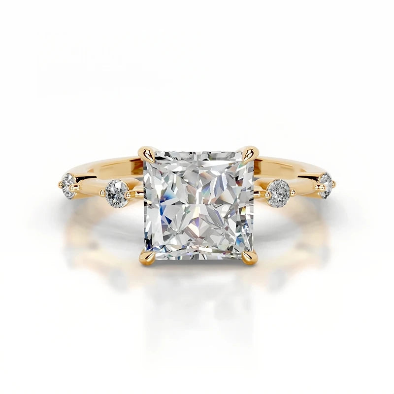 Mushan Luxury Jewelry S 925 Sterling Silver Set With Moissanite D Color 2 Ct Wedding Ring With Certificate Light Luxury Ring