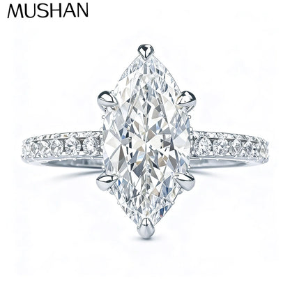 MuShan Designer Jewelry 925 Sterling Silver Ring VVS Moissanite Present Ring for Her 18K Gold Plated MST Patent Fine Jewellery