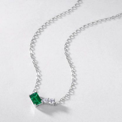 MUSHAN Luxury Jewelry 925 Sterling Silver Chain Pendant Necklace Lab Grown Emerald Ruby Gemstones Necklaces Pendants GRC Jewelry