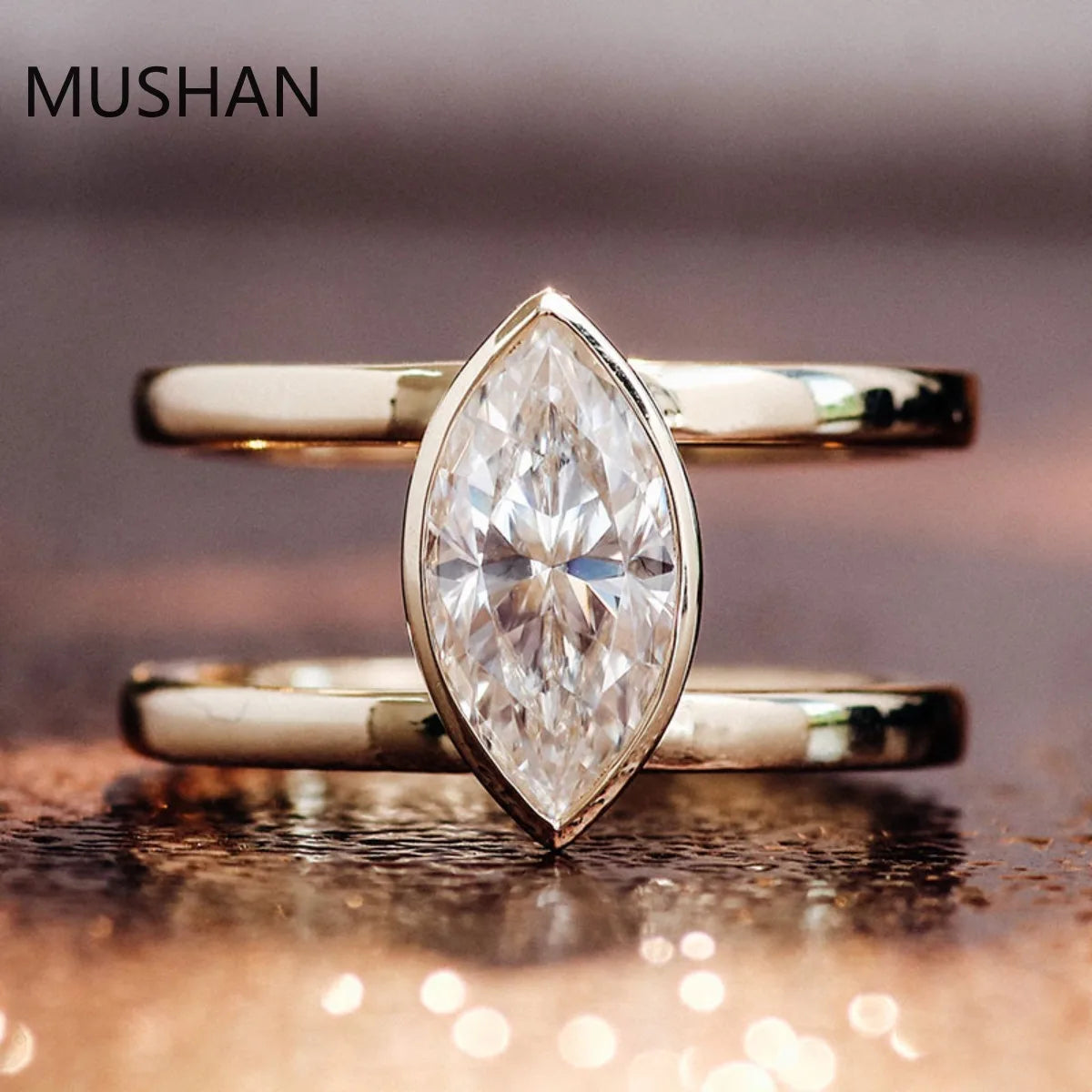 MUSHAN Luxury Custom 14K 18K Gold Rings Band Jewelry With Moissanite Diamond Lab Grown Gemstones Diamond Wedding Ring For Women