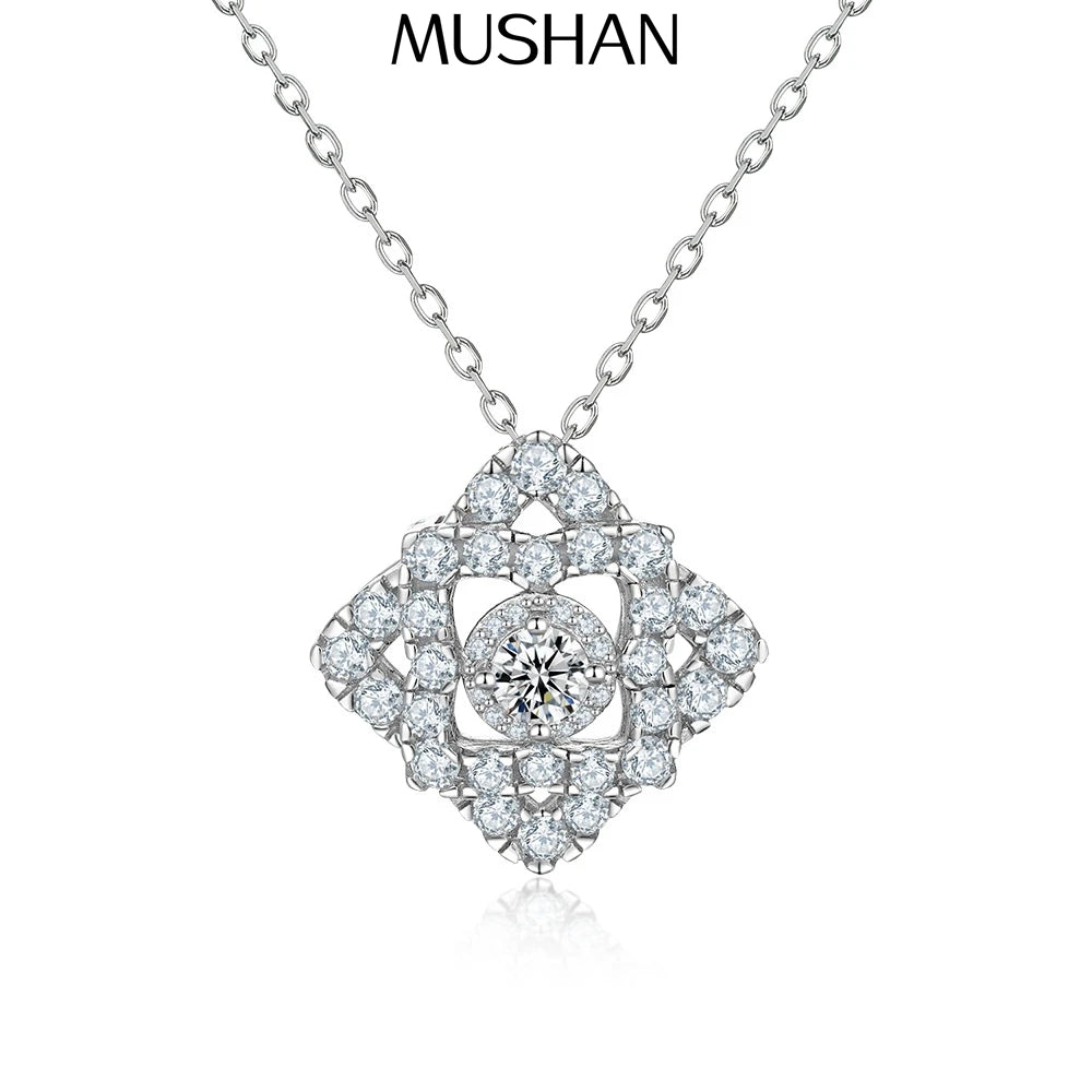 MuShan Jewelry 925 Sterling Silver Necklace Pendant Chain HCD Diamonds Anniversary Gift Christmas Gift Women Necklaces Jewelry