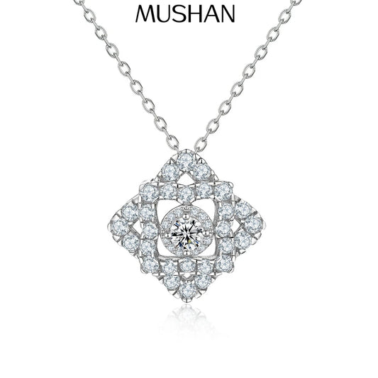 MuShan Jewelry 925 Sterling Silver Necklace Pendant Chain HCD Diamonds Anniversary Gift Christmas Gift Women Necklaces Jewelry
