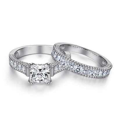 MuShan Jewelry 925 Sterling Silver Rings Bands Rings Bands Ring 7A Cubic Zirconia Rings Bands Timeless Anniversary  Women Gift