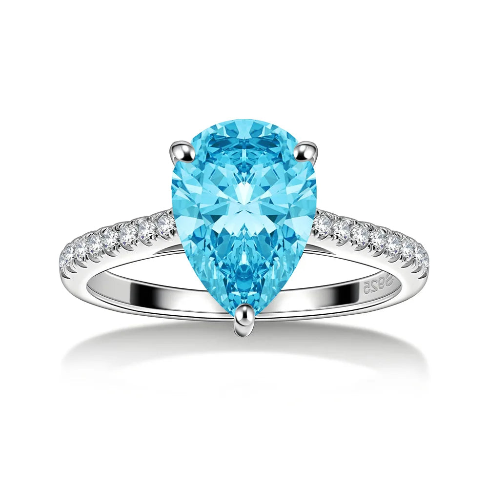 MuShan Jewelry 925 Sterling Silver Ring Wedding Band HCD Gemstones Cocktail Party Bachelorette Gift Women Rings Fine Jewelry