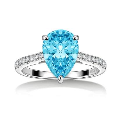 MuShan Jewelry 925 Sterling Silver Ring Wedding Band HCD Gemstones Cocktail Party Bachelorette Gift Women Rings Fine Jewelry