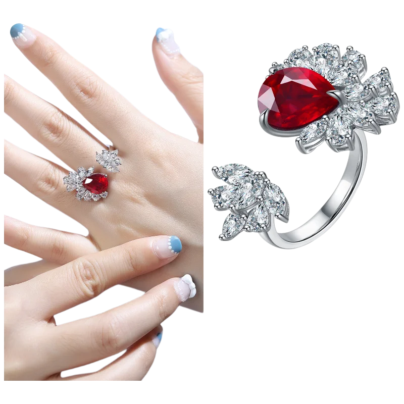 Bague de fiançailles MUSHAN Bespoke Jewelry en argent sterling 925 avec rubis rouge de laboratoire ovale pour femme, plaqué or 18 carats, avec certificat GRC