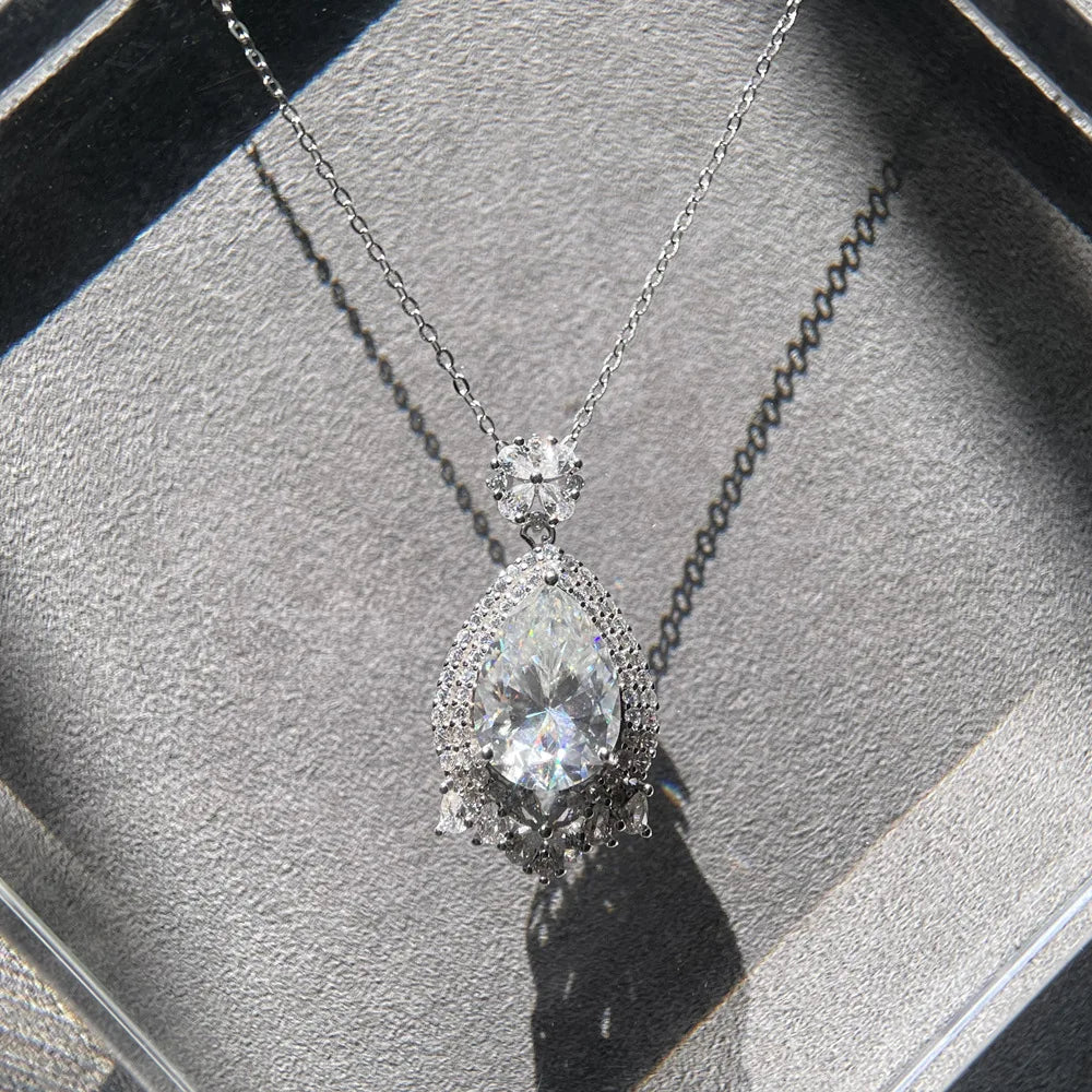 MuShan Luxury Jewelry 925 Sterling Silver Necklace 20IN Refined Star Moissanite Her 18K Gold Plated MST Patent GRA Certified