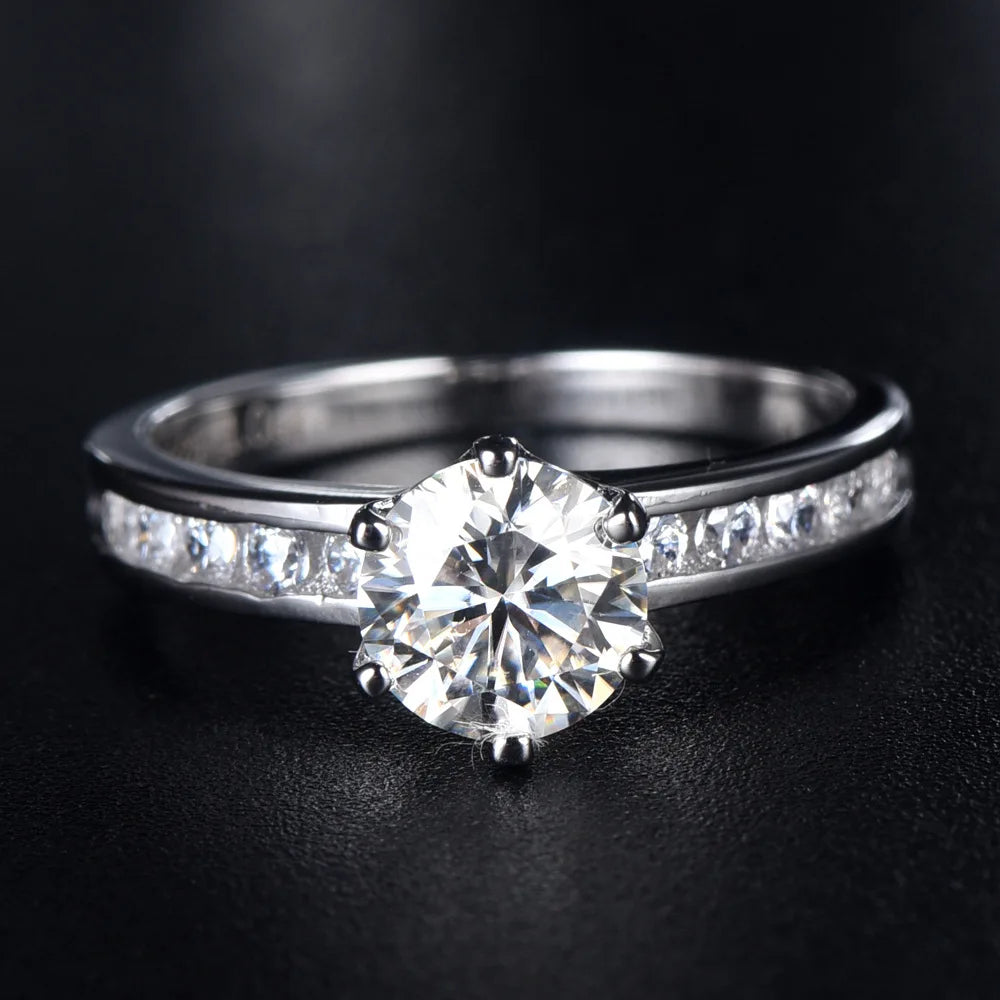 MuShan Jewelry 925 Sterling Silver Ring Wedding Band High Carbon Diamond Fine Jewelry Premium Jewelry Women Rings Fine Jewelry