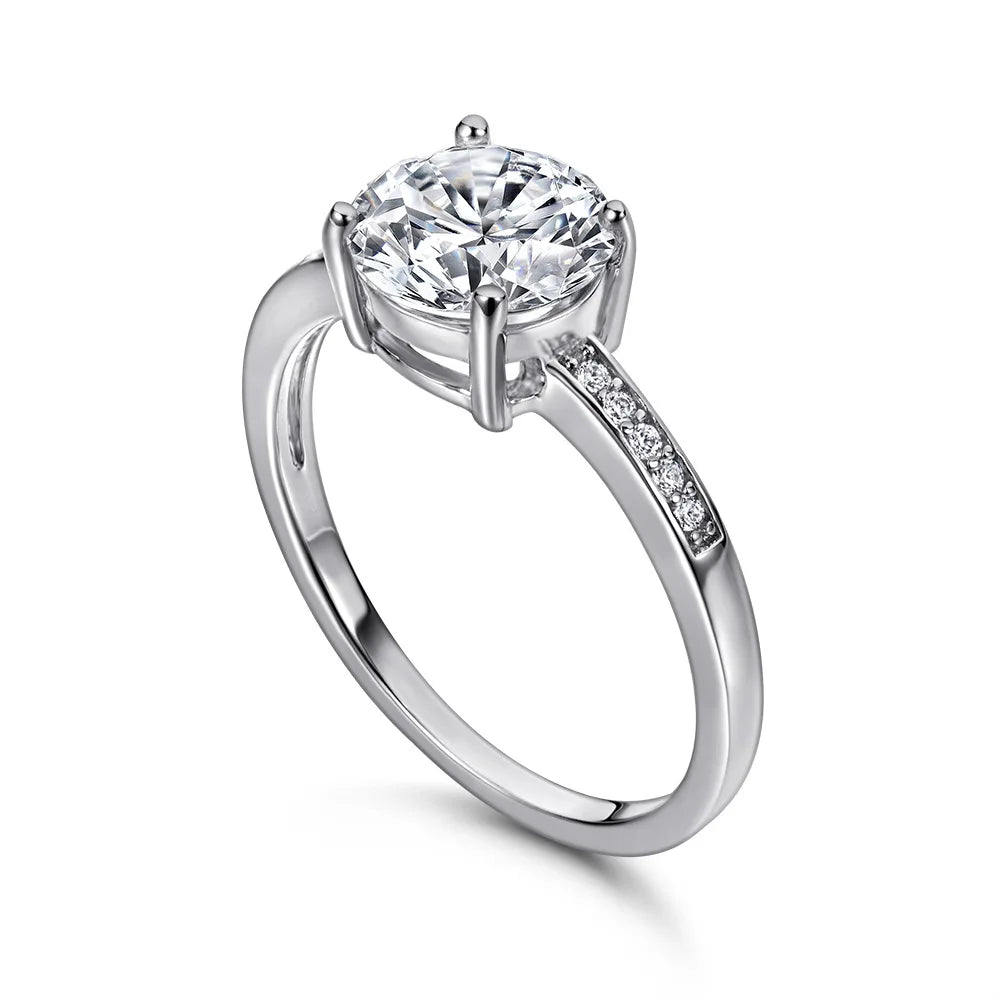 MuShan Jewelry 925 Sterling Silver Rings Bands Engagement Ring 5A Cubic Zirconia  Her Rings Bands Anniversary  Women Gift