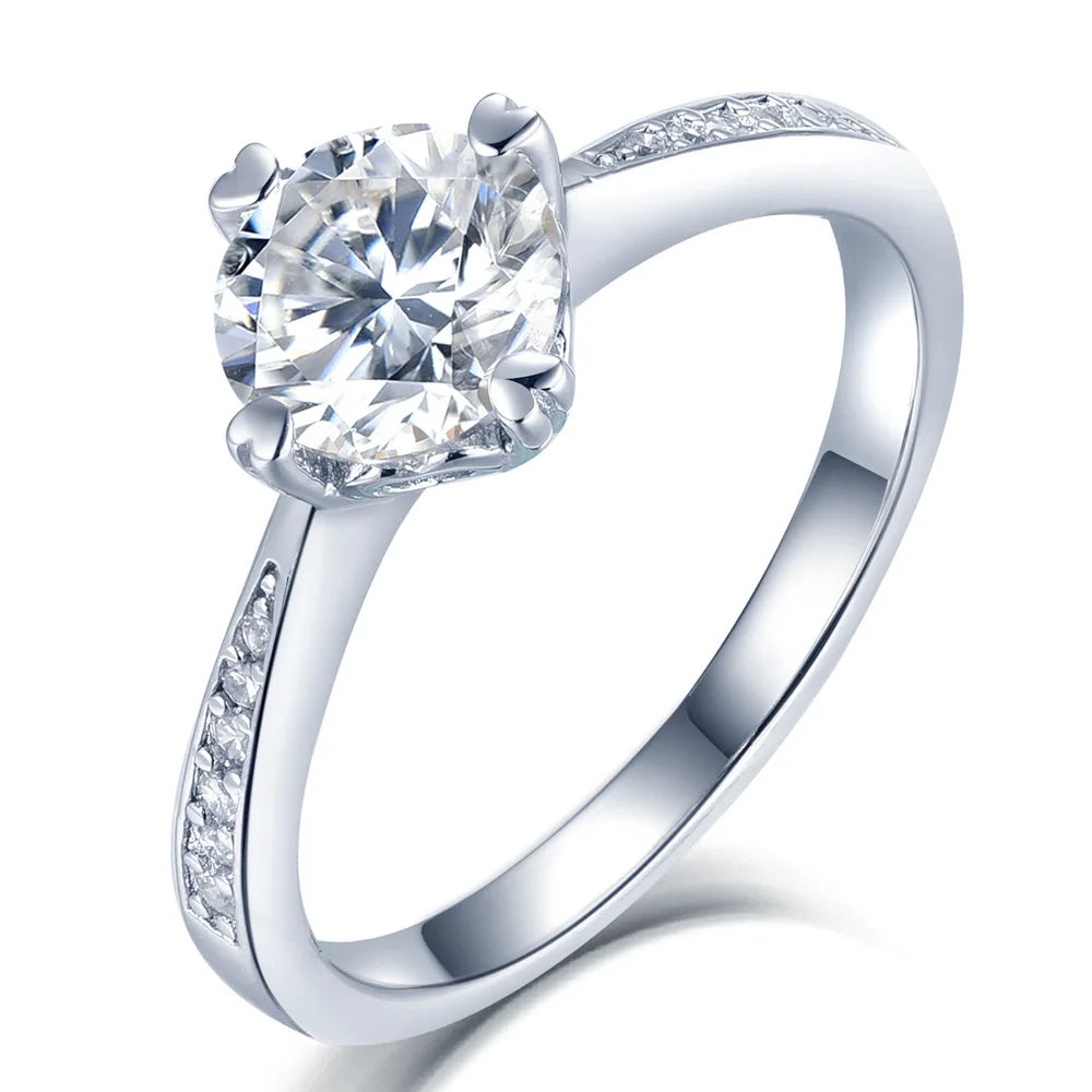 Anillo de joyería de lujo MuShan de plata de ley 925, anillo de regalo con diamante de moissanita, chapado en oro auténtico de 18 quilates para mujer, joyería con patente GRA MST