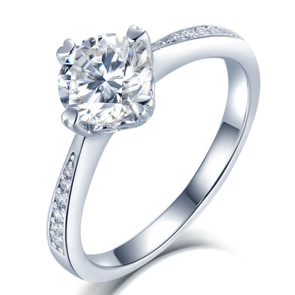 Anillo de joyería de lujo MuShan de plata de ley 925, anillo de regalo con diamante de moissanita, chapado en oro auténtico de 18 quilates para mujer, joyería con patente GRA MST
