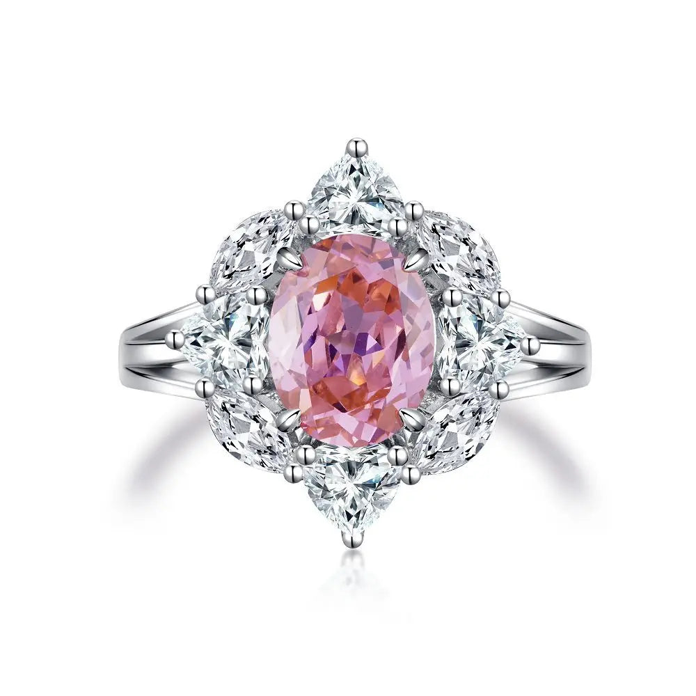 MuShan Luxury Jewelry 925 Sterling Silver Ring Zircon 5A Grade Triangle Office for Girls Rhodium Plated Fine Jewelry Rings