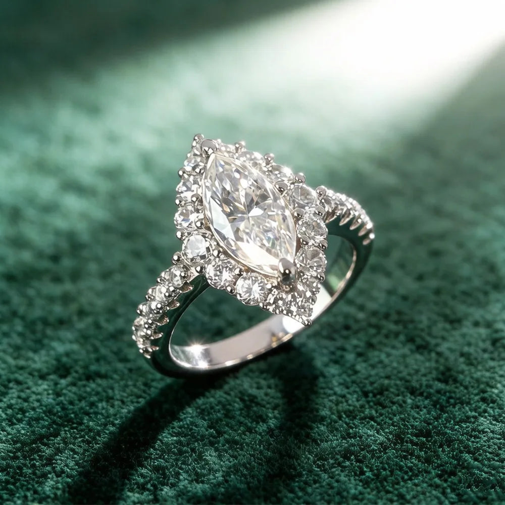 MUSHAN Luxury Jewelry 925 Sterling Silver Ring Band Women GRA Certificated Moissanite Diamond Emerald D Color Rings Fine Jewelry