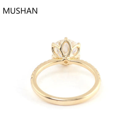 MUSHAN Bague de luxe personnalisée en or 14K 18K avec diamant moissanite et pierres précieuses de laboratoire, alliance pour femme