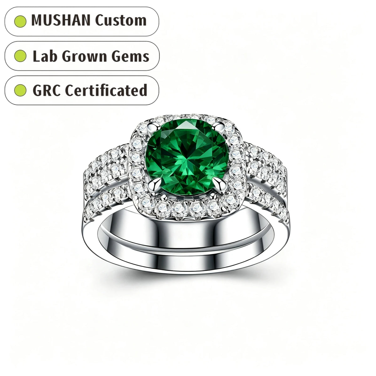 MUSHAN Custom Jewelry 925 Sterling Silver Ring Band 2ct Lab Grown Gemstones Ruby Emerald Sapphire Sunflower Rings Jewelry