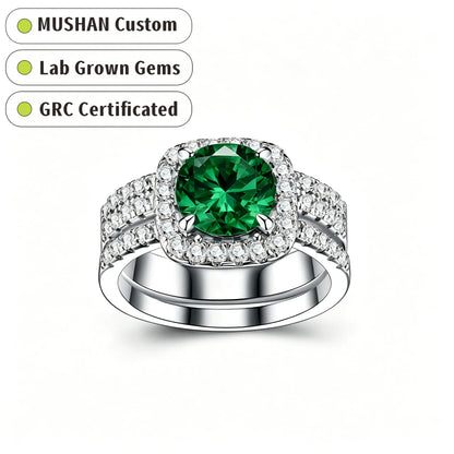 MUSHAN Custom Jewelry 925 Sterling Silver Ring Band 2ct Lab Grown Gemstones Ruby Emerald Sapphire Sunflower Rings Jewelry