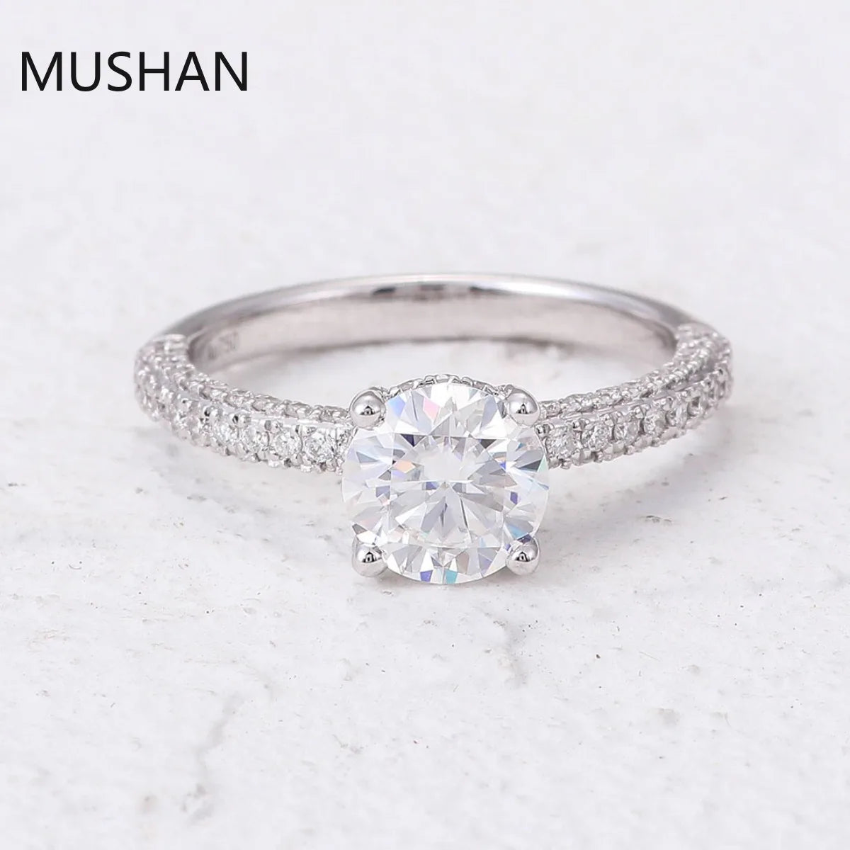 MUSHAN Luxury Custom 14K 18K Gold Rings Band Jewelry With Moissanite Diamond Lab Grown Gemstones Diamond Wedding Ring For Women