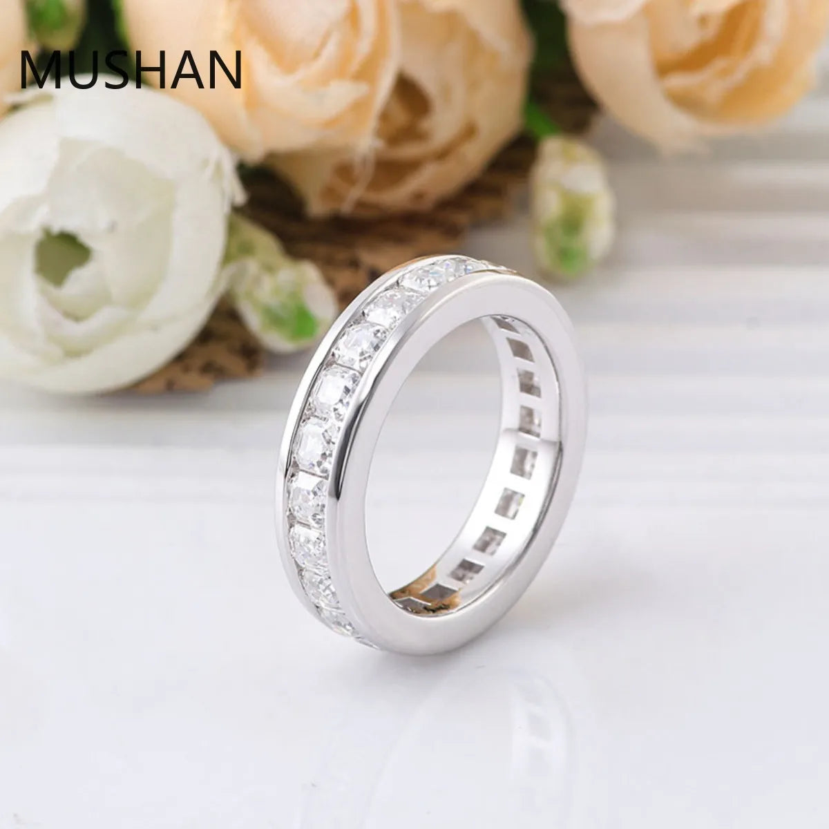 MUSHAN Luxury Custom 14K 18K Gold Rings Band Jewelry With Moissanite Diamond Lab Grown Gemstones Diamond Wedding Ring For Women