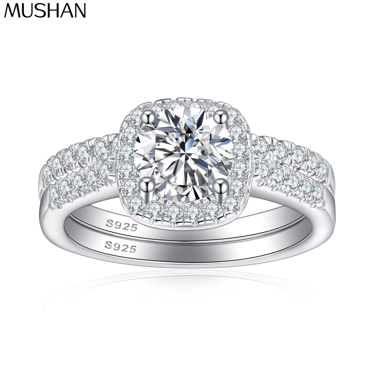MuShan Jewelry 925 Sterling Silver Ring Wedding Band High Carbon Diamond Bride Gift Elegant Jewelry Women Rings Fine Jewelry