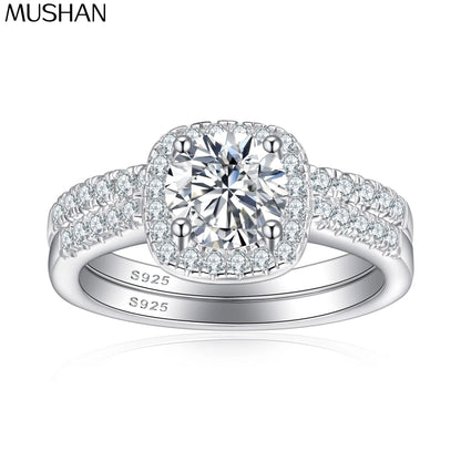 MuShan Jewelry 925 Sterling Silver Ring Wedding Band High Carbon Diamond Bride Gift Elegant Jewelry Women Rings Fine Jewelry
