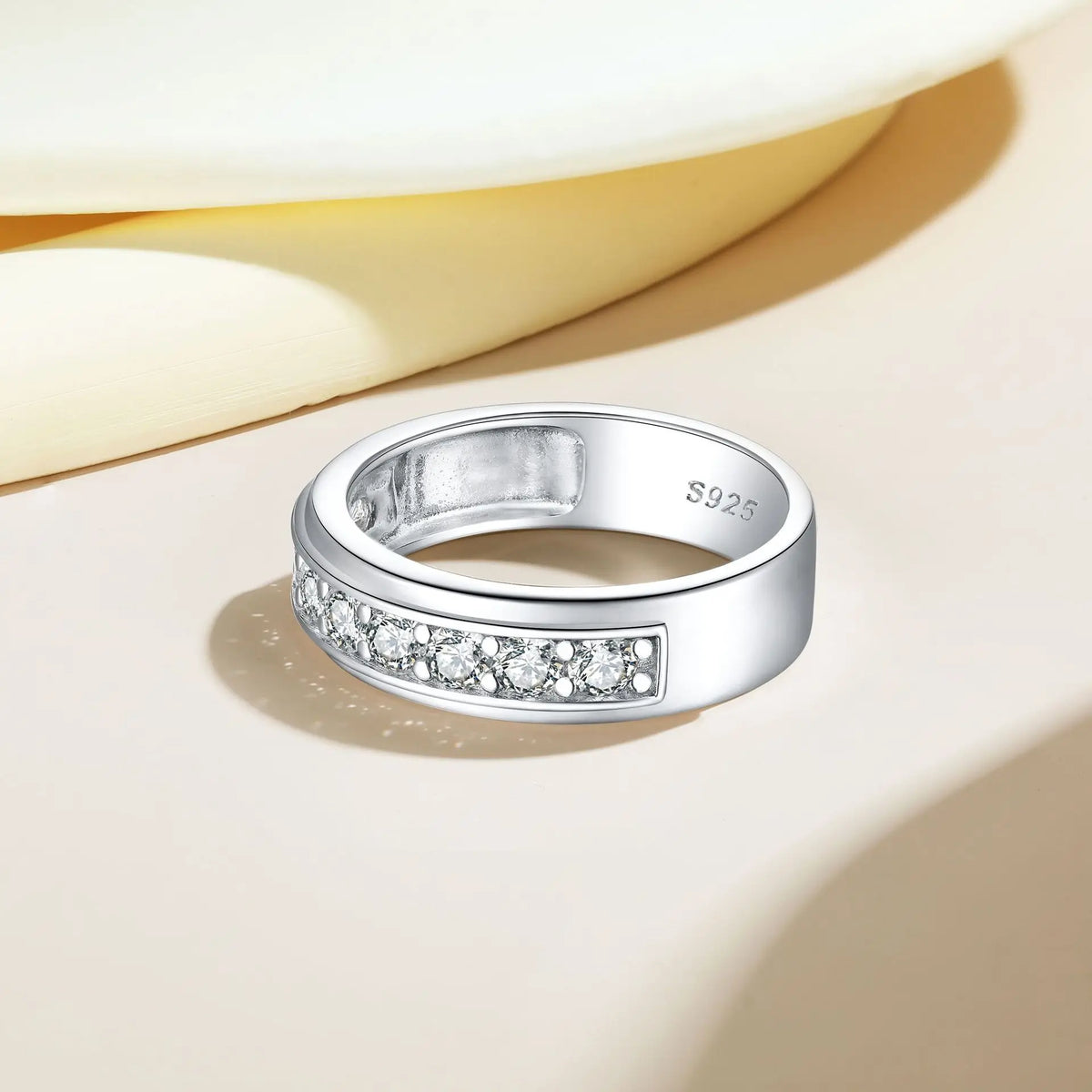 Anillo de boda de plata de ley 925 MuShan Jewelry, estilo de lujo con diamante de alto carbono, regalo para novia, anillos para mujer, joyería fina