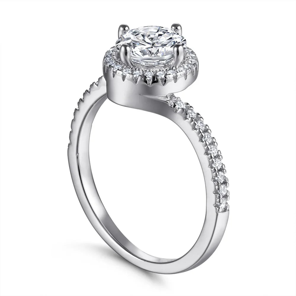 MuShan Jewelry 925 Sterling Silver Rings Bands Engagement Ring 7A Cubic Zirconia Delicate Premium Anniversary  Women Gift