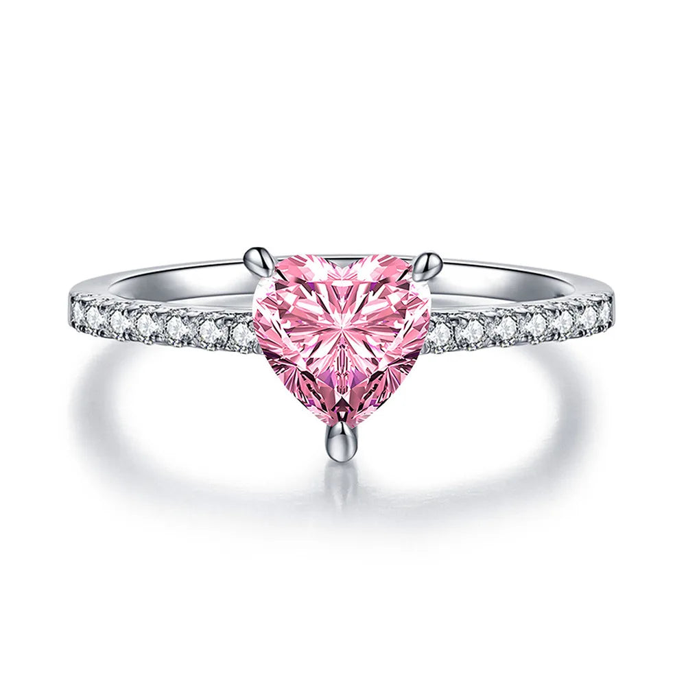 Anillo de diamantes amarillos en forma de corazón MUSHAN Luxury Jewelry, anillo de plata pura S925 con encanto femenino
