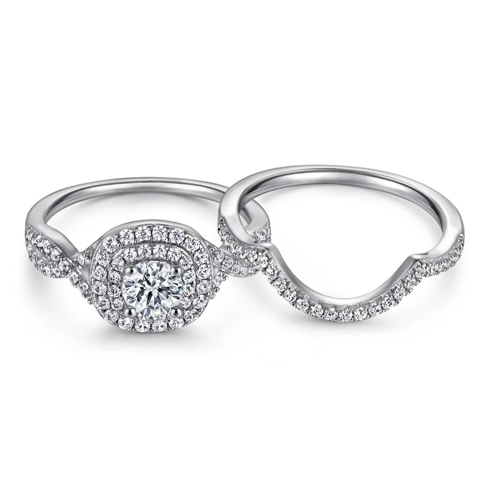MuShan Jewelry 925 Sterling Silver Rings Bands Engagement Ring 5A Cubic Zirconia Vintage Rings Bands Anniversary  Women Gift